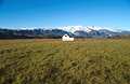 Iceland sheep farmers' hut. Myrdalsj&ouml;kull [Myrdalsjokull] in the background.
