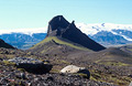A volcanic core in southern Iceland. Myrdalsj&ouml;kull [Myrdalsjokull] in the background.